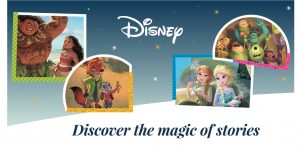 Poster for Disney kids Readers ft Frozen, Moana and Zootopia characters